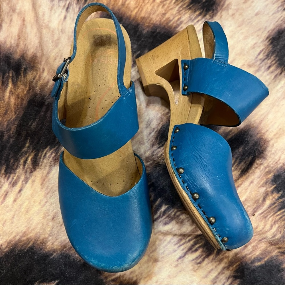 Dansko Thea Artsy Clog Sandal w/ Ankle Strap Size 40 (9.5 - 10) Blue
